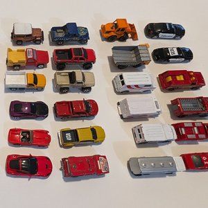 Lot of 48 cars frome different brands like Hotwheels, Majorette, Corgi, Maisto